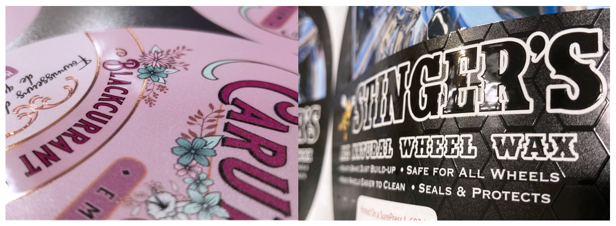 Digital Varnish Labels Printed on Epson SurePress