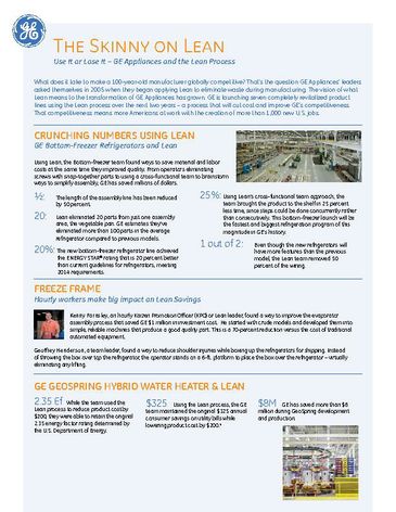 The Skinny on Lean: Use It or Lose It – GE Appliances and the Lean Process