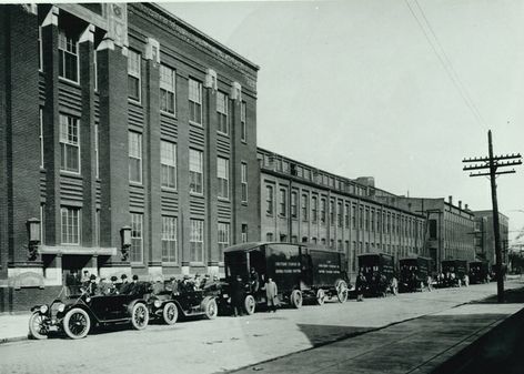 Moving caravan outside E. 45th St. Plant