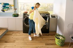 GE® RightHeight™ Design frontload washer and dryer