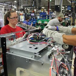 Rose Harris and Rachel Bowling, employees Roper Corporation plant in LaFayette, Ga.