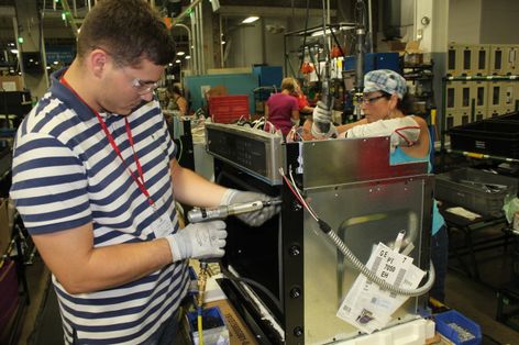 Rob Sturgis and Nancy Bruce, employees Roper Corporation plant in LaFayette, Ga.