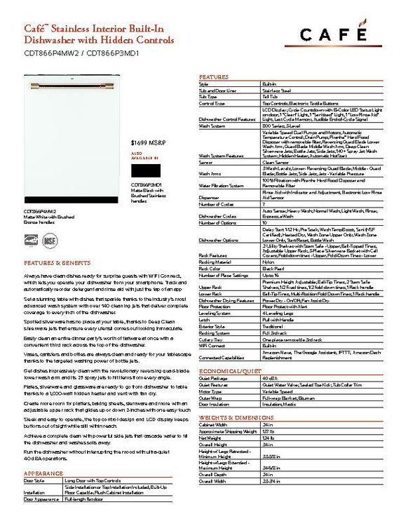 CDT866P3MD1 - Dishwasher - $1699