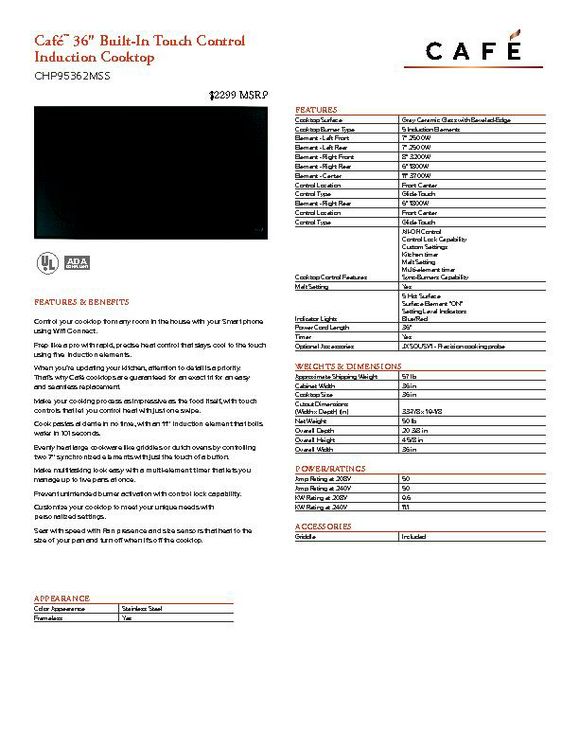 CHP95362MSS - Cook top - $2299