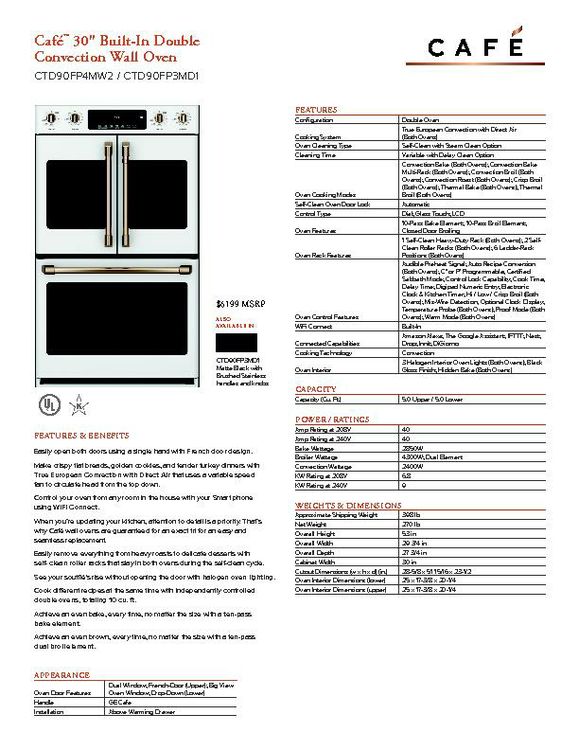 CTD90FP4MW2 - Wall oven - $6199