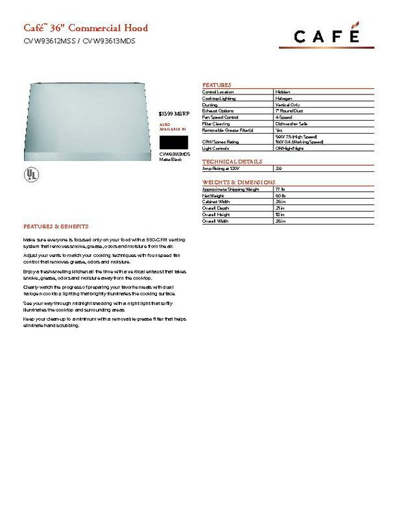 CVW93614MWM - Hood - $1599