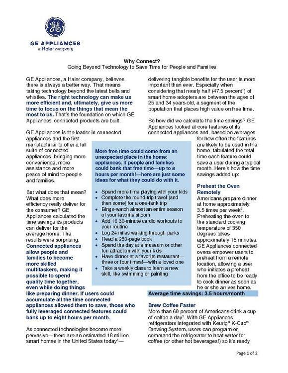 Connected Appliances Deliver Efficiencies Release