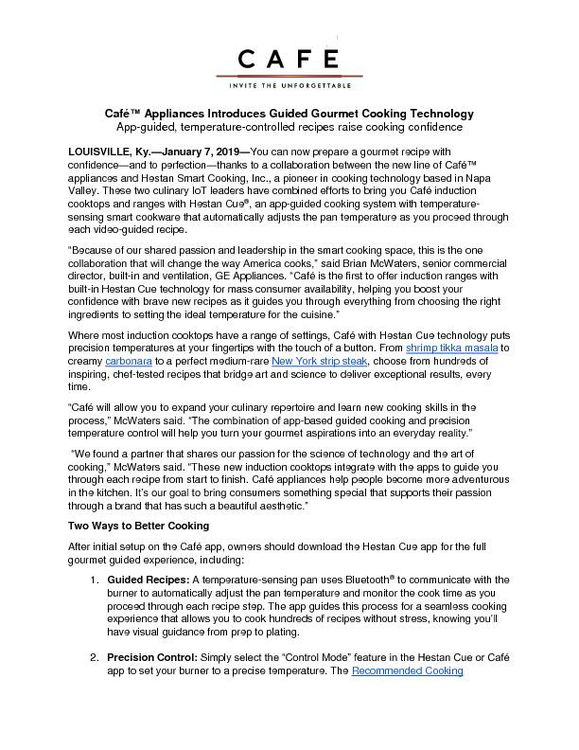 Caf Appliances Introduces Guided Gourmet Cooking Technology
