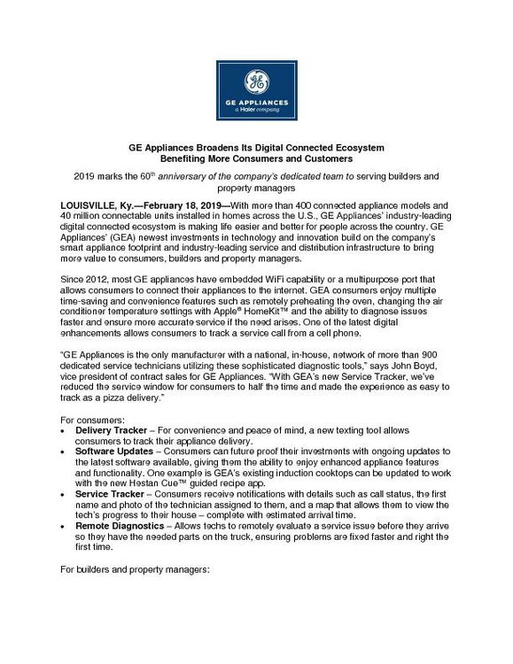 GE Appliances Broadens Its Digital Connected Ecosystem