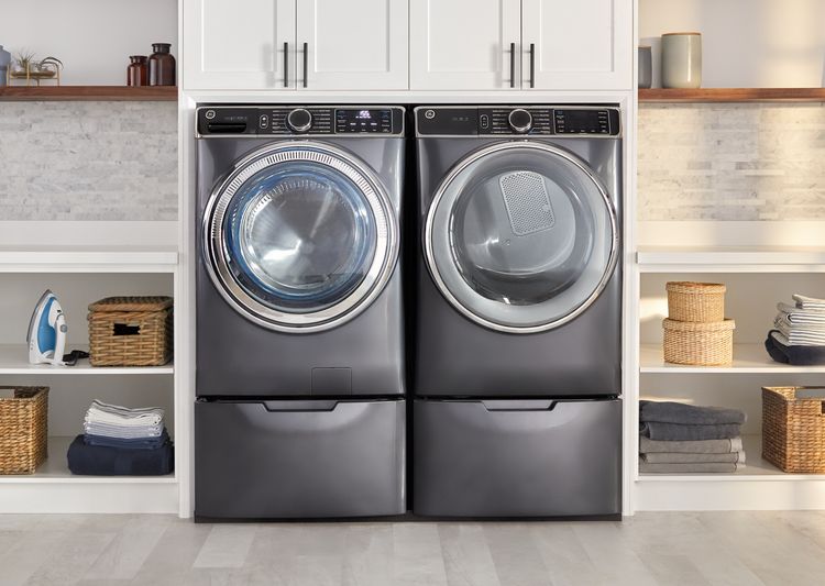 GE UltraFresh Front Load Washer and Dryer in Diamond Gray