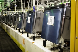 The new dishwashers made by GEA make their way through main assembly.