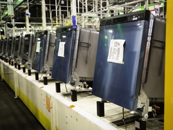 The new dishwashers made by GEA make their way through main assembly.