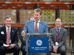 GA Gov Kemp addresses crowd during opening of GEAs Southern Logistics Center