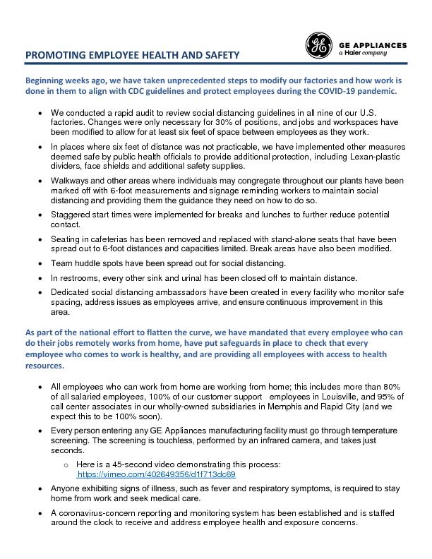 PROMOTING EMPLOYEE HEALTH AND SAFETY
