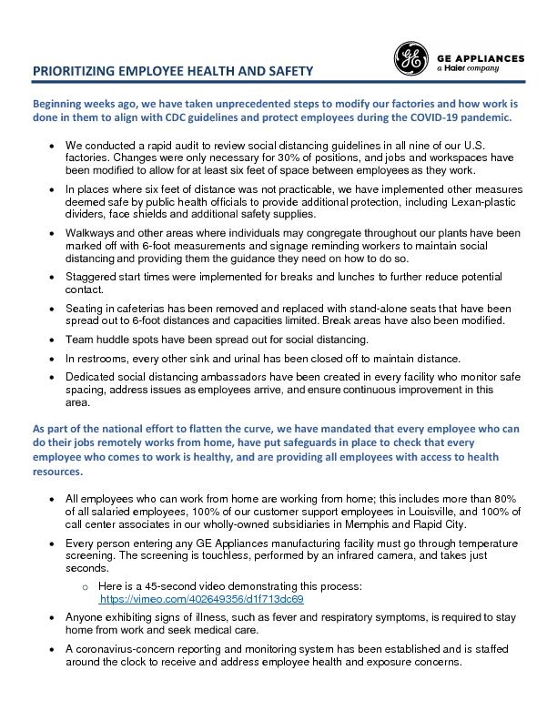 PROMOTING EMPLOYEE HEALTH AND SAFETY