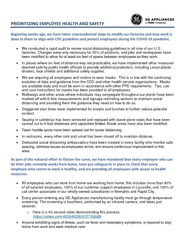 PROMOTING EMPLOYEE HEALTH AND SAFETY