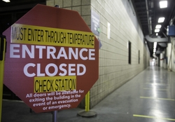 Closed Entrance at a GEA Plant to Reroute Employees to Temperature Screening