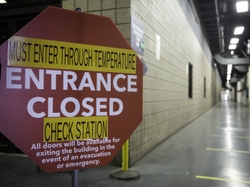 Closed Entrance at a GEA Plant to Reroute Employees to Temperature Screening