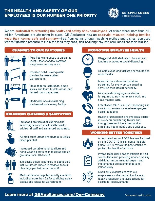 GEA Infographic--PROTECTING THE HEALTH AND SAFETY OF OUR WORKFORCE