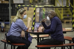 Solid Lexan barriers were installed on 65 tables in one plant to allow employees to eat their lunches or take breaks. 