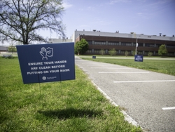 Throughout GE Appliances’ operations, signage on social distancing, how to wear masks and other safety measures are in place to help educate and remind employees.