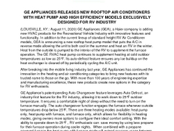 GE Appliances Releases New Rooftop Air Conditioners With Heat Pump and High Efficiency Models Exclusively Designed For RV Industry_PressRelease