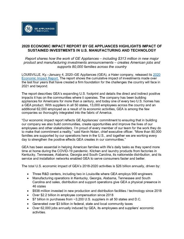 GEA Releases 2020 Economic Impact Report press release