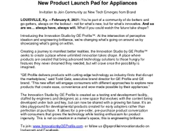 GE Profile Innovation Studio Announcement 