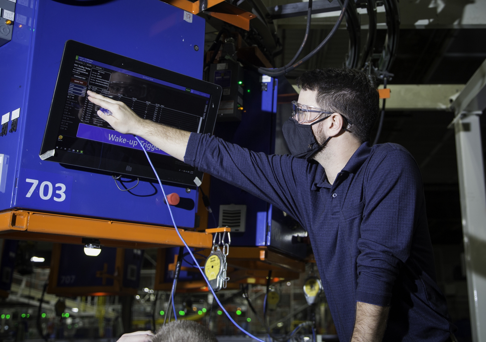 University of Louisville Speed School and Industry 4.0 Development Program graduate Collie Crawford is reviewing GE Appliances’ proprietary software and test systems on the new dishwasher test loop in Louisville, Ky.