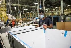 Assembly begins for 4 door refrigerator