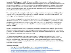 GE Appliances Google Cloud Press Release GE Appliances Google Cloud Press Release
