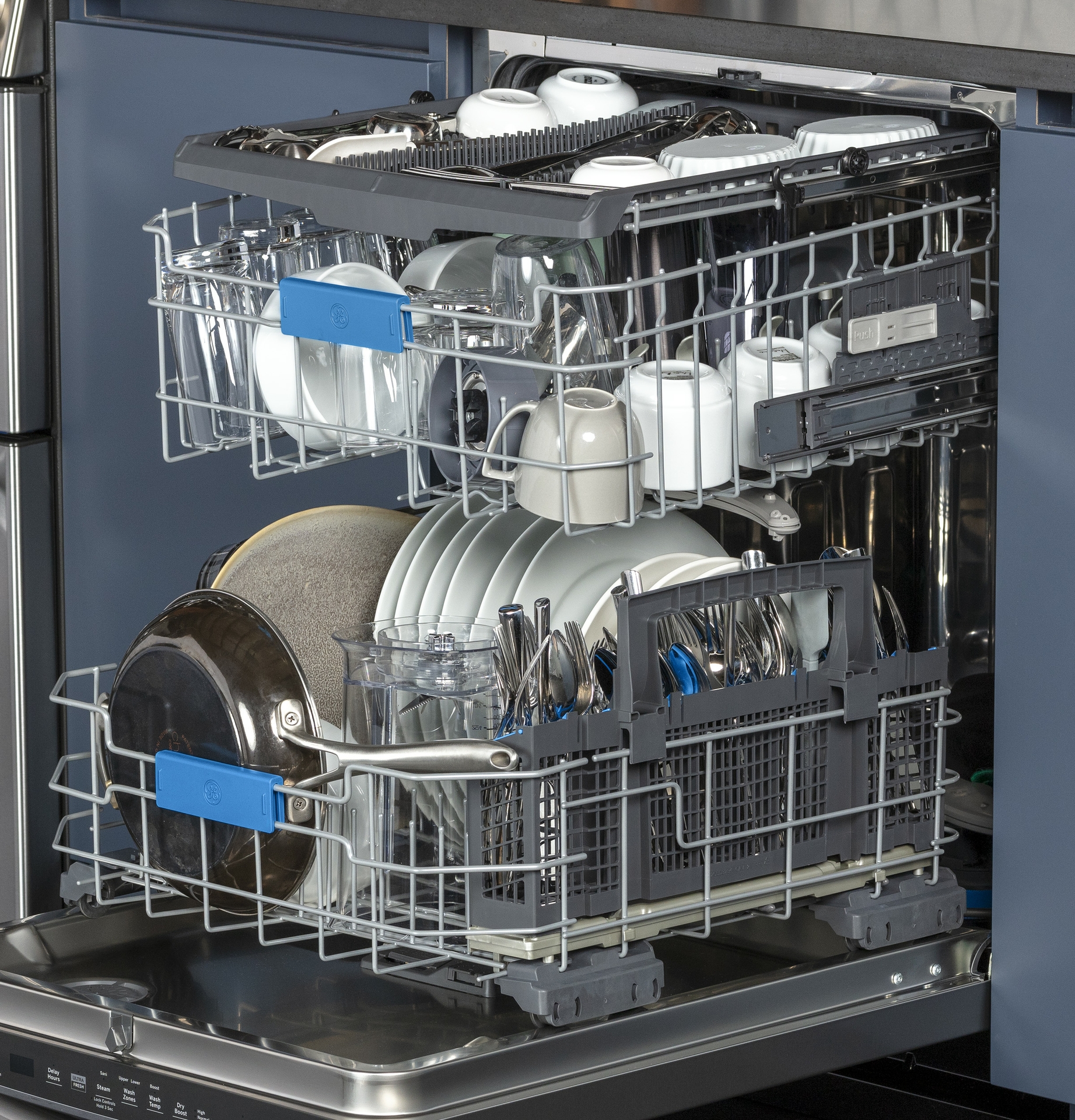 Inside of the GE Profile UltraFresh System™ Dishwasher with Microban® Antimicrobial Technology 
