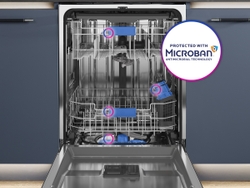 Microban® Antimicrobial Technology is built into the high-contact touchpoints of the GE Profile UltraFresh System™ Dishwasher with Microban® Antimicrobial Technology.