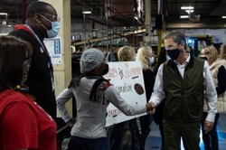 Georgia Gov. Brian Kemp greets employees at Roper Corporation