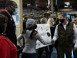 Georgia Gov. Brian Kemp greets employees at Roper Corporation