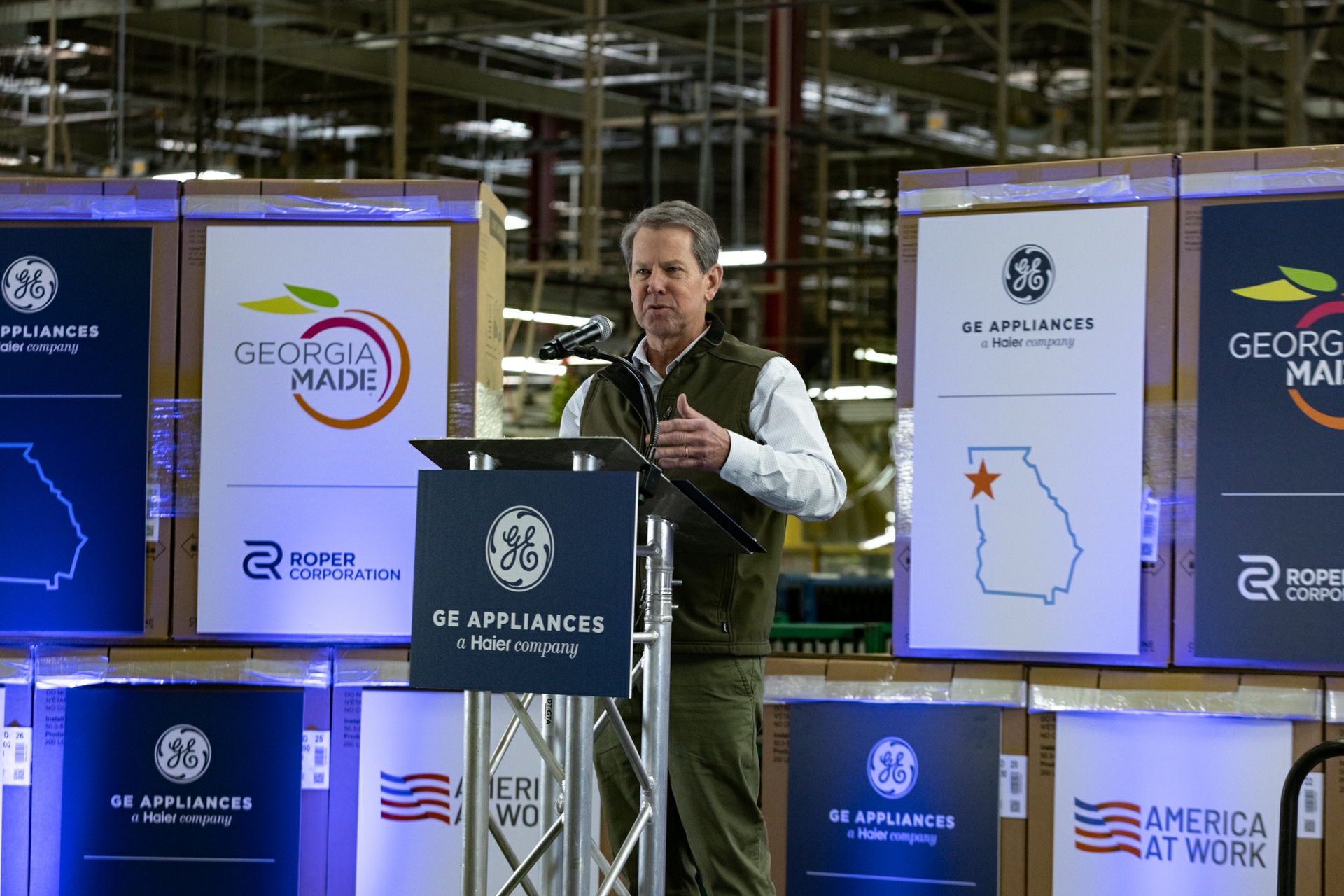 Georgia Governor Brian Kemp at Roper Corporation in LaFayette, GA