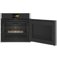 GE Profile 30 Smart Built-In Convection Double Wall Oven equipped with a soft-close door that quietly shuts on its own to eliminate awkward reaching or slamming of doors