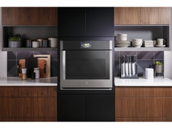 GE Profile 30 wall oven with ergonomic swing door hot airfry precision cooking modes and GE Profile Connect Wifi upgrade enabled