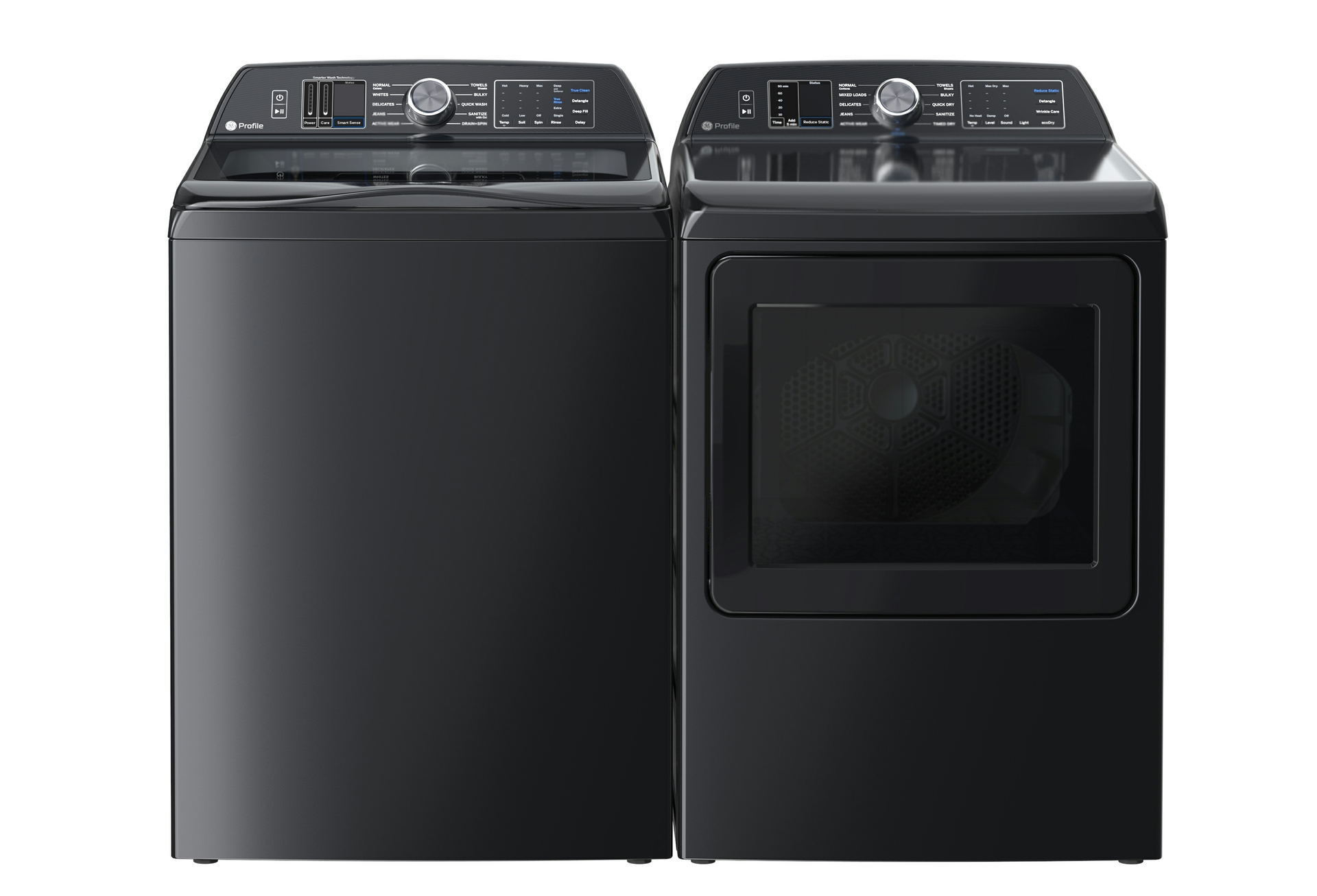 GE Profile 700 Series Top Load Washer and Dryer in Diamond Grey