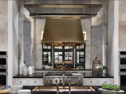 The Monogram Designer Collection with two aesthetics features luxury options for ventilation hoods refrigerator panels and custom handles