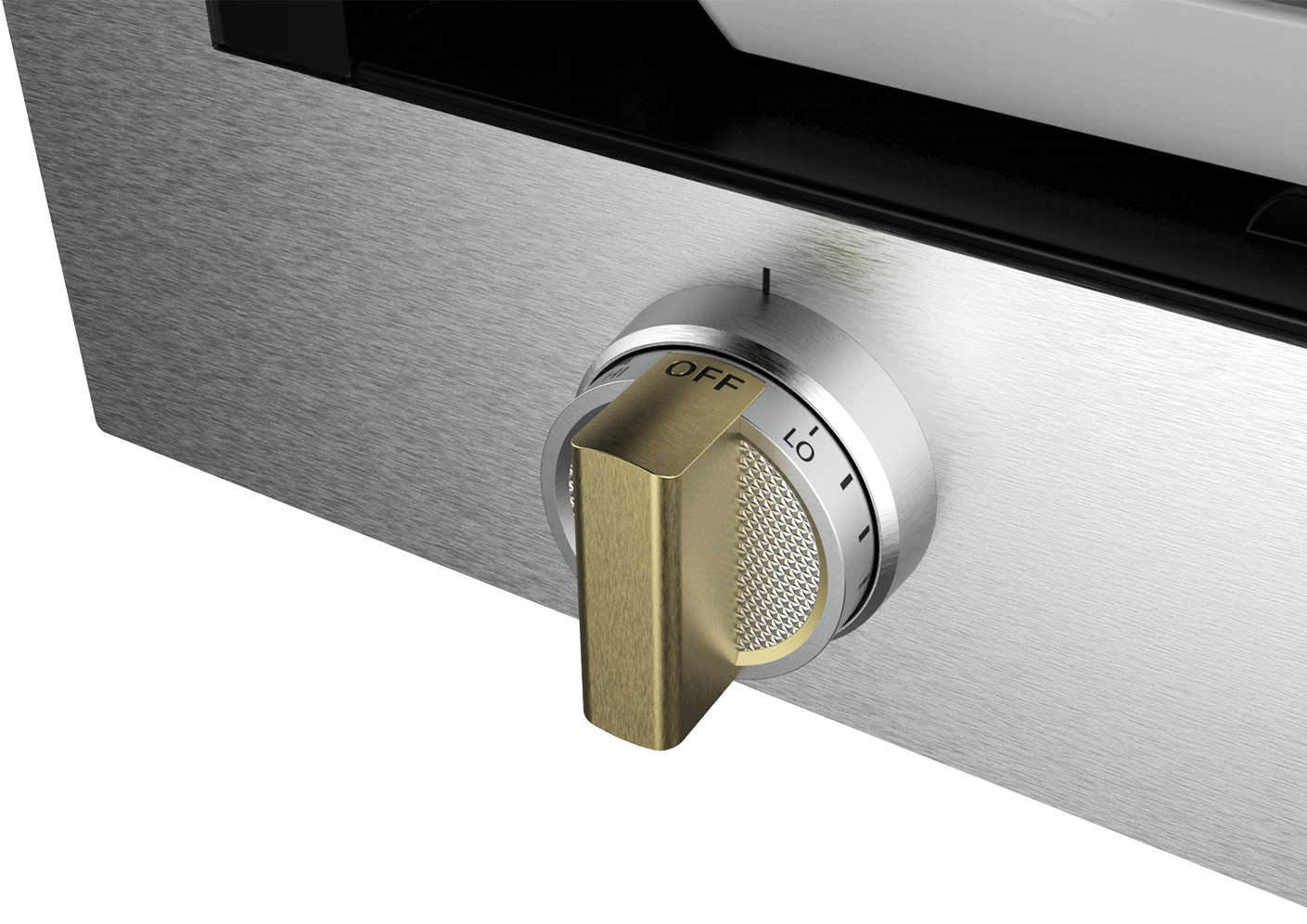 Crafted from stainless steel and brass the Monogram Rotisserie brings lux details and a new way to prepare food to the kitchen.