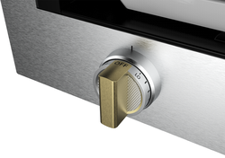 Crafted from stainless steel and brass the Monogram Rotisserie brings lux details and a new way to prepare food to the kitchen.