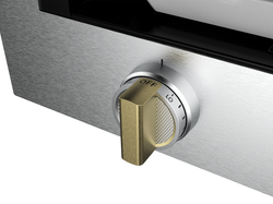 Crafted from stainless steel and brass the Monogram Rotisserie brings lux details and a new way to prepare food to the kitchen.