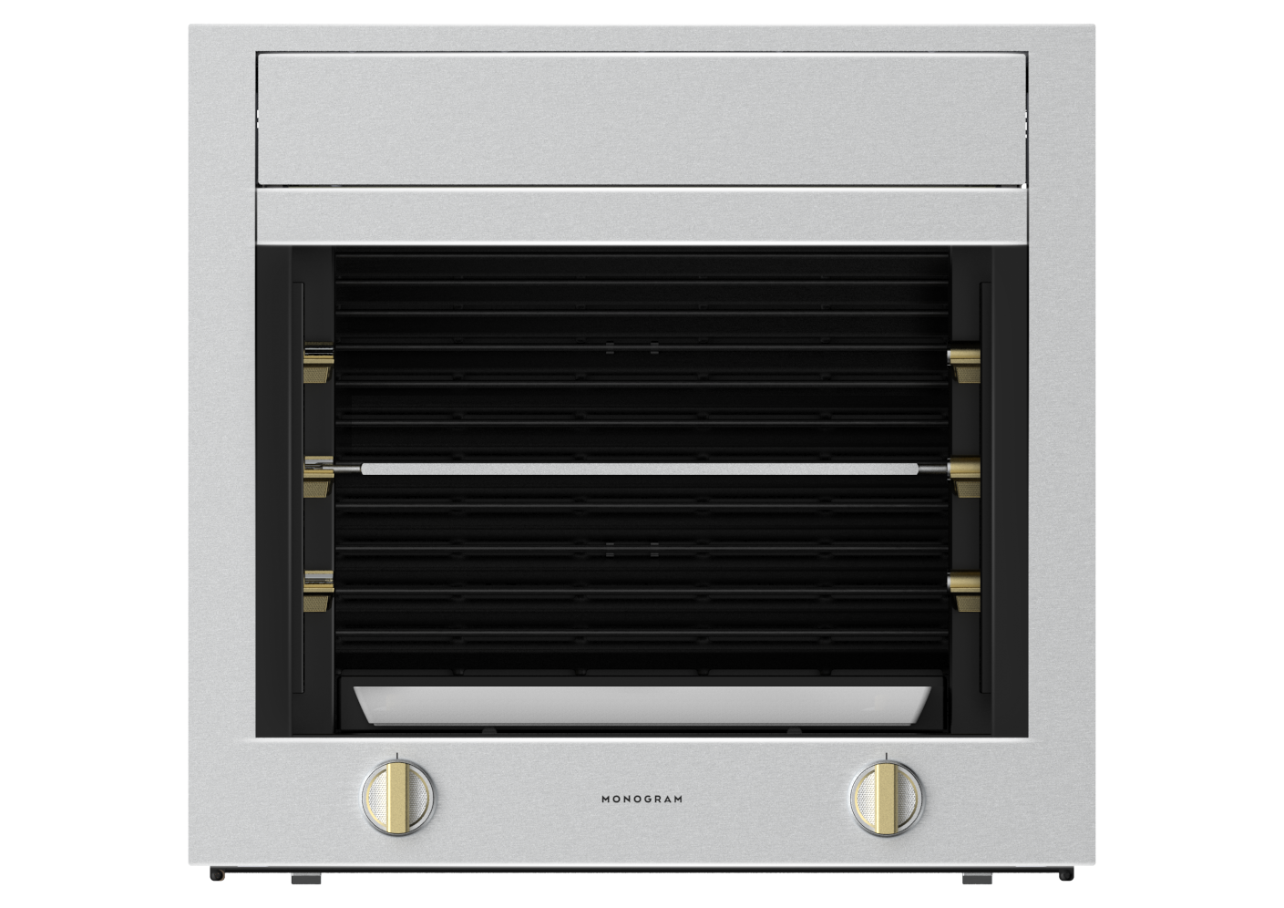 The all-electric ventless Monogram Rotisserie has extra large oven capacity making it easy to cook everything from vegetables to a full-sized turkey