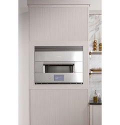 Monogram Smart Flush Hearth Oven features a 7 LCD touchscreen that shows preset cooking options for a variety of foods offering an ease-of-use that allows anyone to make delicious results