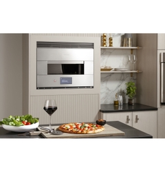 Monogram Smart Flush Hearth Oven's bottom heating element can reach up to 1300 degrees for those who like a crispier pizza crust.