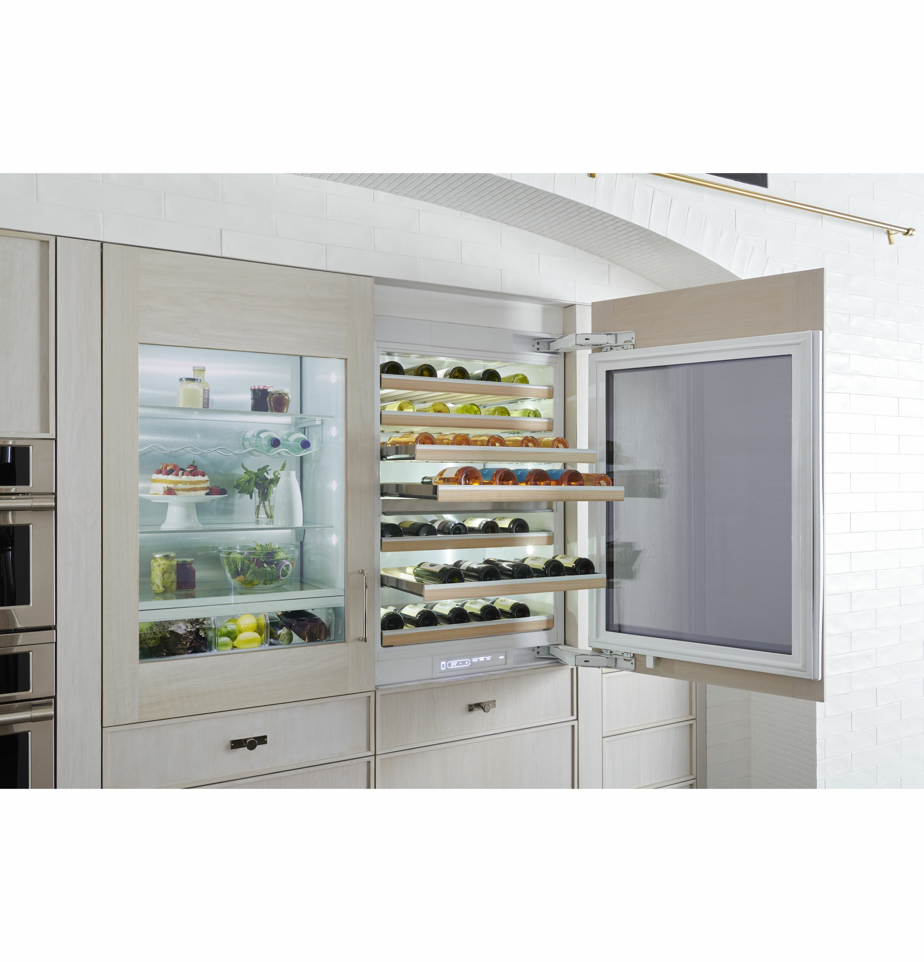 Monogram Wine Sommelier refrigerator offers two temperature-controlled zones and can store over 100 bottles