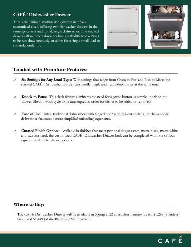 CAF Dishwasher Drawer_Fact Sheet