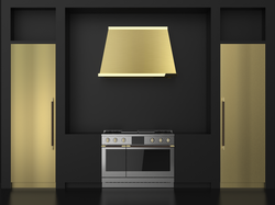 A rendering of Monogram's Brass Collection custom finishes by Richard T. Anuszkiewicz-a bold elegant aesthetic based on classical architectural fundamentals