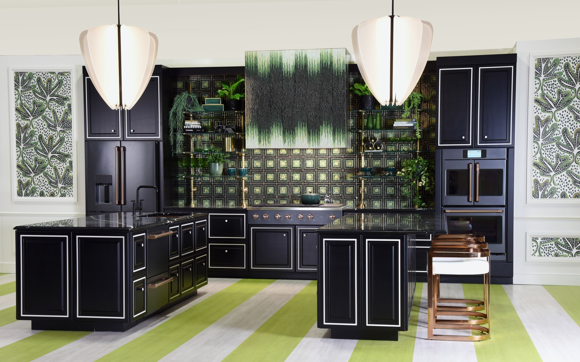 CAFE Bold Ambition kitchen Inspired by the citrus-based shades updated palms and painterly floral motifs from the 2022 Spring runway styles